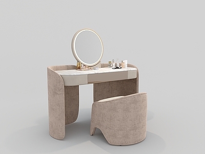 奶油风妆台妆凳