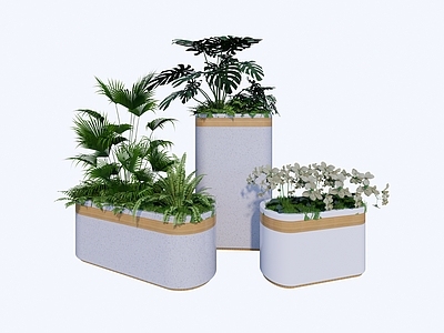 现代商场 现代 花器组合 花钵 花箱