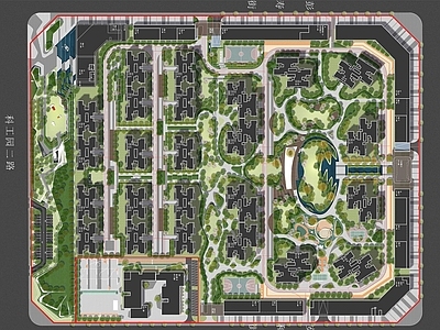 景观平面图 未来序大区绿化 绿化报建图 植物平面配置图 流线曲线景观 总图base 施工图