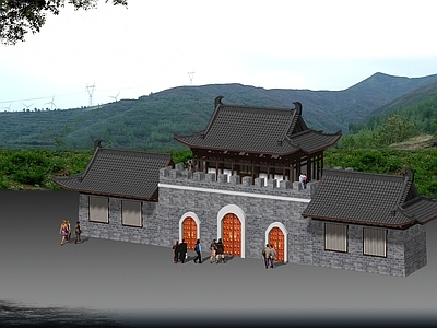 中式古建筑 中式古建城楼 中式仿唐城楼 中式寺庙城楼