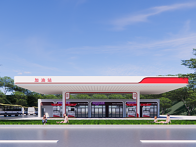 现代其他公共建筑 现代风格加油站 现代简约 棚子
