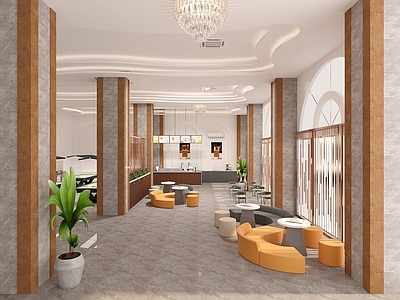 现代轻奢奶茶店 奶茶店 台球厅 台球桌 异型沙发