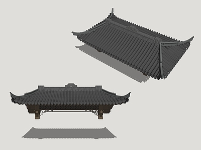 新中式屋檐 坡屋顶 斜屋顶 传统建筑屋顶 屋檐屋脊 木雕门楼