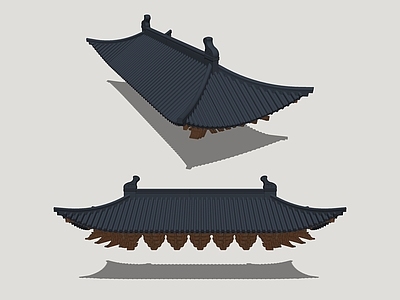 新中式古建筑 古建屋顶 屋檐屋脊 古建门头 园林建筑构件