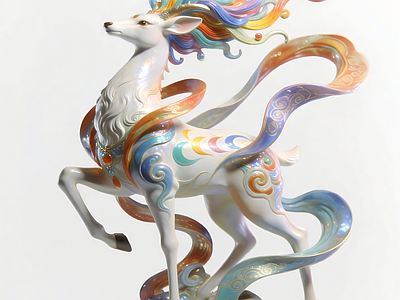 现代新中式雕塑摆件 现代九色鹿摆件 新中式敦化鹿摆件 潮流装饰摆件 鹿雕塑