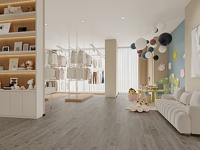 奶油风婚纱摄影 儿童摄影店 店铺摄影 服装儿童休闲区 摄影前台