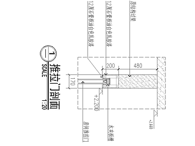 推拉门节点 推拉门剖面 施工图