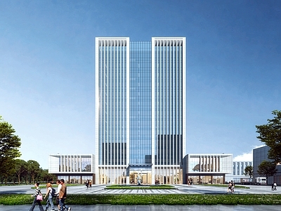 现代其他工业建筑 现代产业园 办公楼 高层办公 竖线条 研发办公