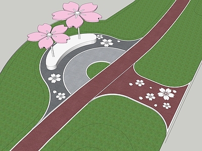 现代口袋公园 桃花主题节点 桃花主题广场 桃花座椅 桃花廊架 口袋公园