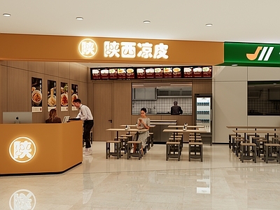 现代原木面馆 陕西凉皮面馆 商场餐厅 小餐馆