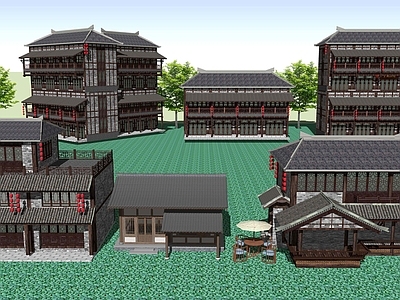中式新中式古建筑 中式古建筑商业街