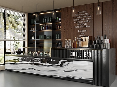 现代简约咖啡厅 现代咖啡厅 咖啡厅摆件 甜品蛋糕 咖啡吧台 甜品柜台