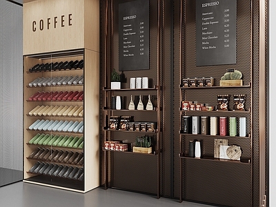 现代简约咖啡厅 中古风咖啡背柜 柜子 咖啡货架 咖啡用品 咖啡摆件