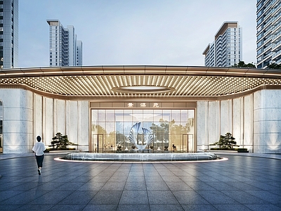 现代轻奢小区建筑 豪宅小区大门 酒店式归家大门 星空顶 现代简约大门 小区主入口大门
