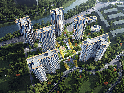 现代高层住宅 豪宅 现代风格住宅 四代宅 简约现代 空中花园