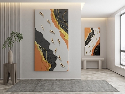 现代简约挂画 侘寂挂画 油画