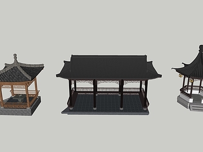 中式禅意四合院 中式凉亭 凉亭 景观凉亭
