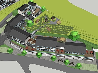 新中式鸟瞰规划 美丽乡村 度假村