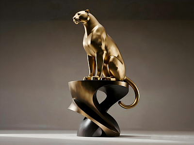现代轻奢雕塑摆件 现代艺术雕塑摆件 现代豹雕塑 金属动物雕塑摆件