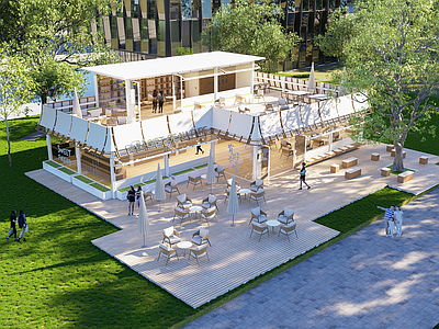 现代新中式游客中心 景观小建筑 驿站 模块建筑 景观建筑 快闪店