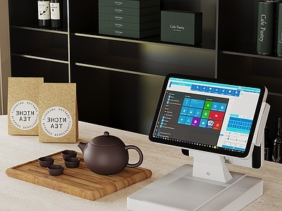 收银机 现代收银机 收银设备 茶具摆件 桌面摆件