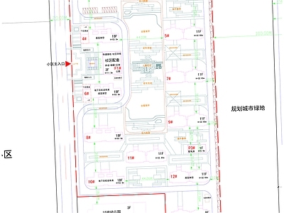 新中式住宅楼建筑 居住区 高层住宅 小高层住宅 多层住宅 施工图