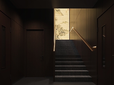 新中式楼梯间 楼梯间 新中楼梯间 门头雨棚