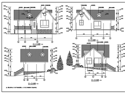 现代民宿建筑 景区木屋建筑图 施工图