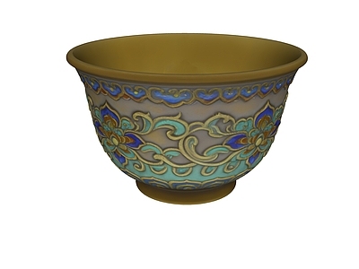 茶具 茶杯 青铜 景泰蓝 美陈 AIGC