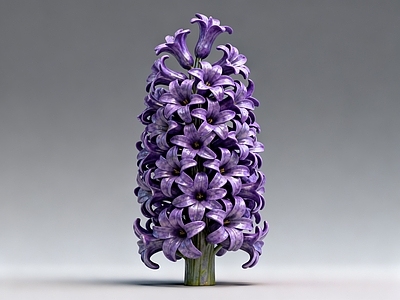现代新中式雕塑 风信子 紫色花 雕塑 美陈 AIGC