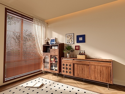 中古风餐边柜 中古边柜 中古餐边柜 中古高柜 百叶帘