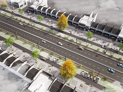 新中式中式商业综合体景观 徽派建筑 商业街 灵璧石 店铺