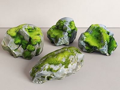 现代其他景观小品 景观石头 苔藓石头 庭院石头 置石 造型石头