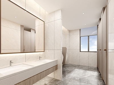 现代简约公共卫生间 现代卫生间 简约 男卫生间 办公 公共卫生间