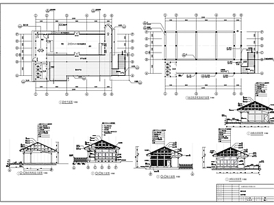 现代中式民宿建筑 茶室酒吧水景单层 木结构 施工图