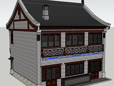 中式新中式古建筑 悬山屋顶 古建筑 仿古建筑 中式