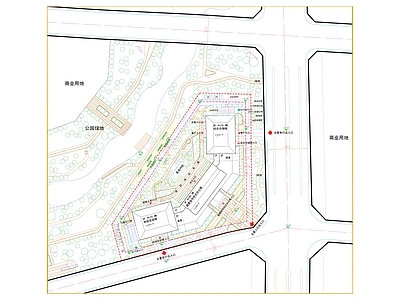新中式办公楼建筑 多层办公楼 转角办公楼 体检中心 施工图