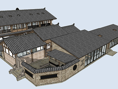 中式侘寂古建筑 夯土 穿斗 古建筑 中式建筑