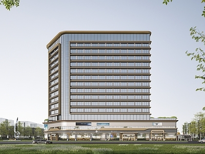 现代轻奢酒店建筑 多层酒店建筑 高层酒店建筑 现代风格 曲线 轻奢
