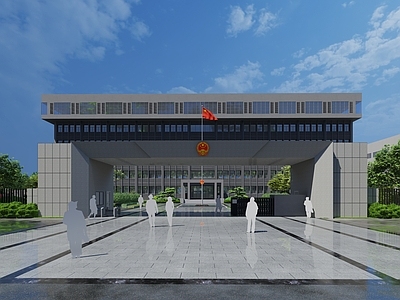 现代新中式市政厅 机关大楼大门设计