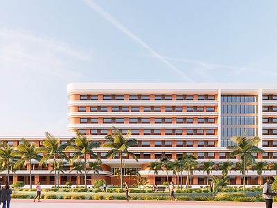 现代复古学校建筑 教学楼学校 红砖学校教学楼 学校宿舍楼