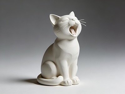 现代新中式雕塑 小猫 雕塑 美陈 AIGC 摆件