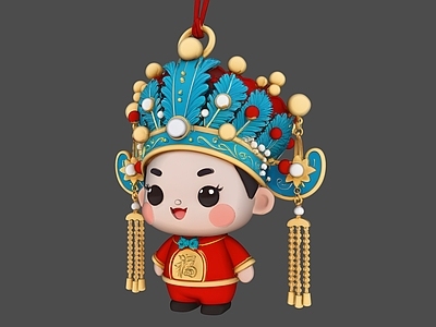 现代新中式艺术装置 戏曲卡通凤冠帽饰 互动装置 墙面雕塑 挂件艺术装置