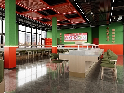 现代简约火锅店 转转小火锅 卡座 火锅座椅 火锅店 火锅桌子