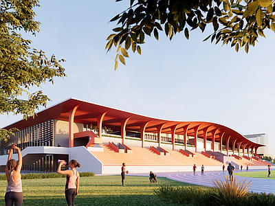 现代极简体育建筑 足球训练馆 体育场馆
