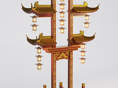中式景观灯 唐代灯杆 灯笼架 中式美陈灯杆 古代落地灯 文旅美陈古代灯杆
