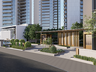 新中式中式入口大门 小区入口大门 居住区入口门楼 入口门楼 新中式入口大门 居住区大门