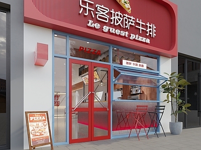 现代简约快餐店 披萨店 汉堡店 牛排 门头