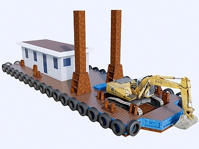 其他工业设备 定桩工程船 挖机船 打桩船 水上定位桩平台