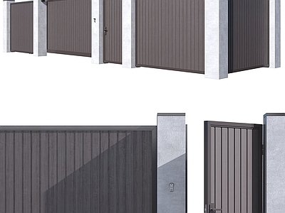 现代简约围墙 围墙 院墙 庭院围墙 庭院门